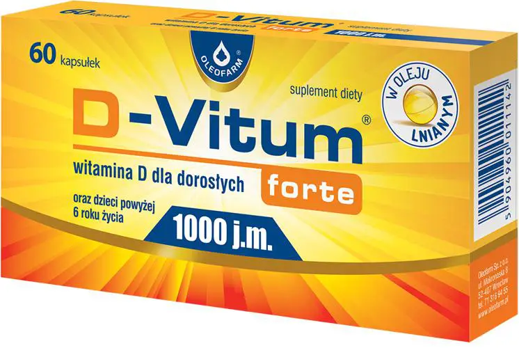 Oleofarm D-Vitum Forte Witamina D 1000 j.m. 60 kapsułek - 1 - Apteka HIT