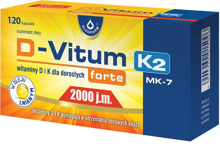 Oleofarm D-Vitum Forte + K2 Witamina D 2000 j.m. 120 kapsułek - 1 - Apteka HIT