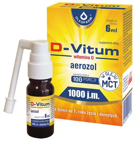 Oleofarm D-Vitum Witamina D dla dzieci od 1. roku 1000 j.m. aerozol 6 ml - 1 - Apteka HIT