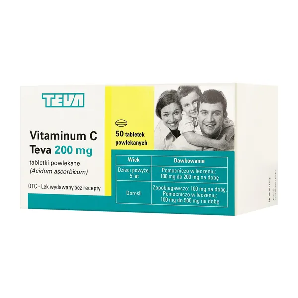 Vitaminum C Teva 200 mg 50 tabletek powlekanych - 1 - Apteka HIT