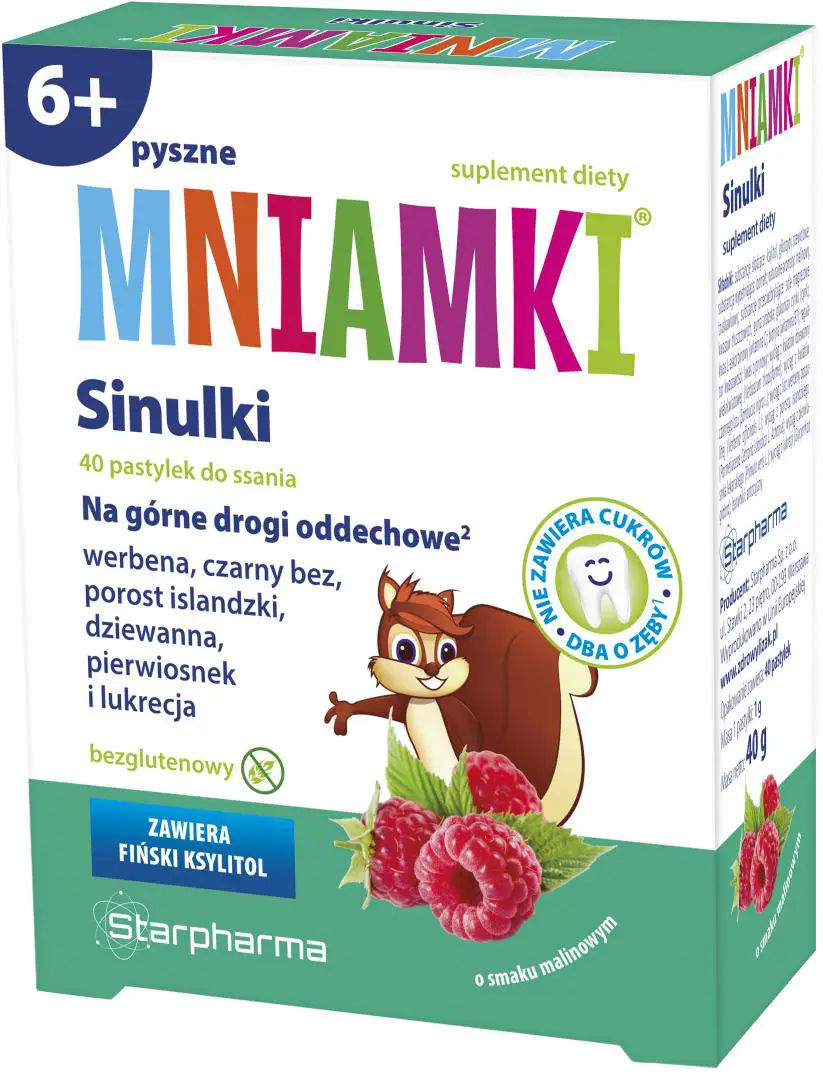 Mniamki Sinulki na górne drogi oddechowe 40 pastylek - 1 - Apteka HIT