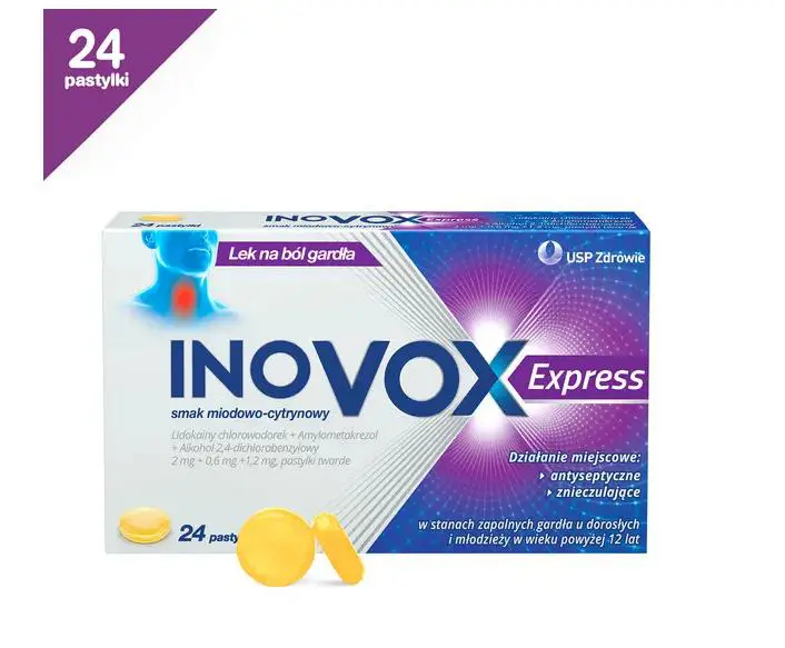 Inovox Express pastylki twarde smak miodowo-cytrynowy 24 szt. - 1 - Apteka HIT