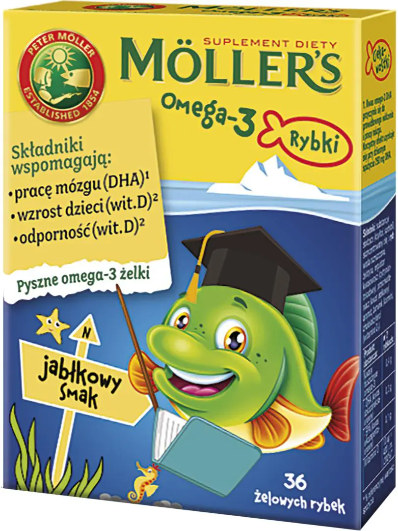 Mollers Omega-3 rybki żelki smak jabłkowy 36 sztuk - 1 - Apteka HIT