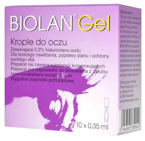 Biolan Gel 0,3% krople do oczu 0,35 ml 10 minimsów - 1 - Apteka HIT