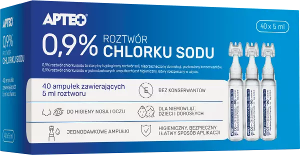 0,9% roztwór chlorku sodu APTEO 40 amp. - 1 - Apteka HIT