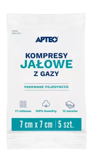 Kompresy jałowe 7 cm x 7 cm 5 szt APTEO CARE - 1 - Apteka HIT