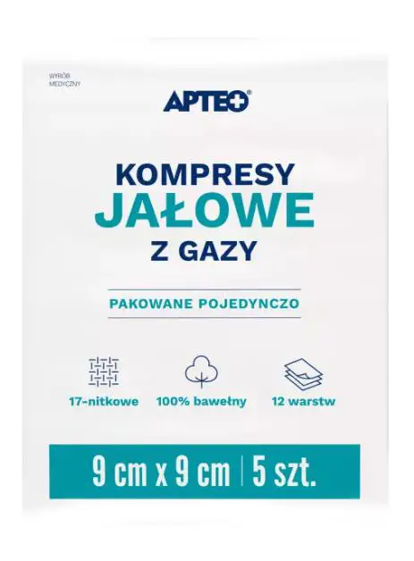 Kompresy jałowe 9 cm x 9 cm 5 szt APTEO CARE - 1 - Apteka HIT