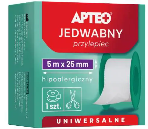 Jedwabny Przylepiec 5m x 25mm APTEO 1 sztuka - 1 - Apteka HIT