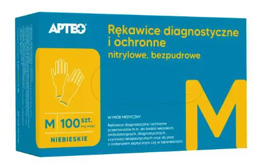 Rękawice diagnostyczne i ochronne nitrylowe, bezpudrowe rozmiar M APTEO 100 szt. - 1 - Apteka HIT