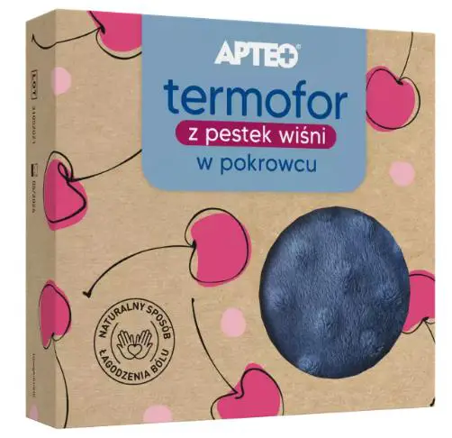 Termofor z pestek wiśni w pokrowcu (180g) APTEO niebieski 1 sztuka - 1 - Apteka HIT