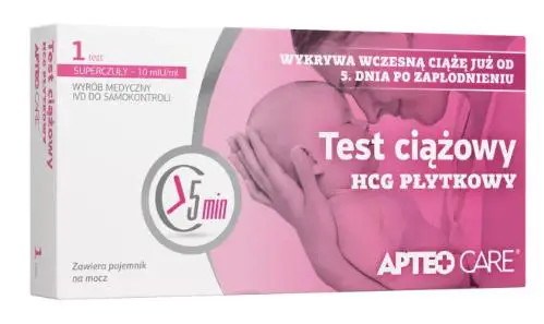 Test ciążowy HCG płytkowy APTEO CARE 1 sztuka - 1 - Apteka HIT