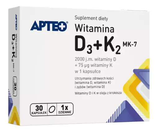 Witamina D3+K2 MK-7 APTEO 30 kaps. - 1 - Apteka HIT